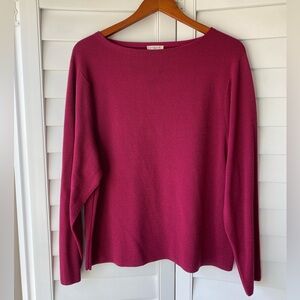 Lafayette 148 New York - Ribbed Knit Sweater Magenta Metallic Blend - Size L